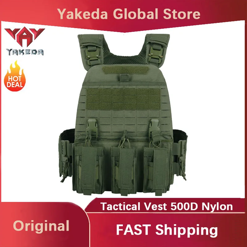 YAKEDA Tactical Vest 500D Nylon Multifunctional Vest Camouflage Combat Protective Vest Adventure CS Combat Training Equipment