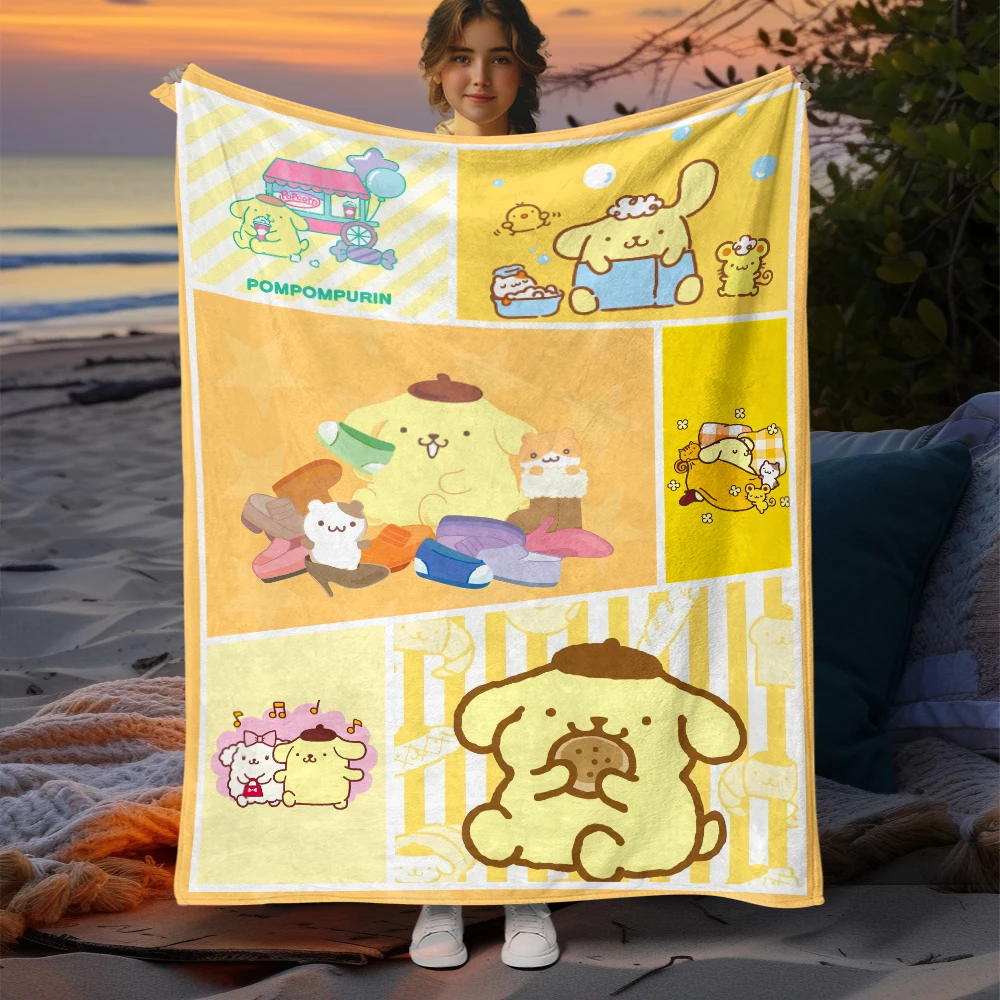 Miniso&Sanrio PomPomPurin HD Print Blanket.Soft and Comfortable,Nap,travel,living Room,bedroom,Chair,sofa,Picnics,Blankets,Gift.