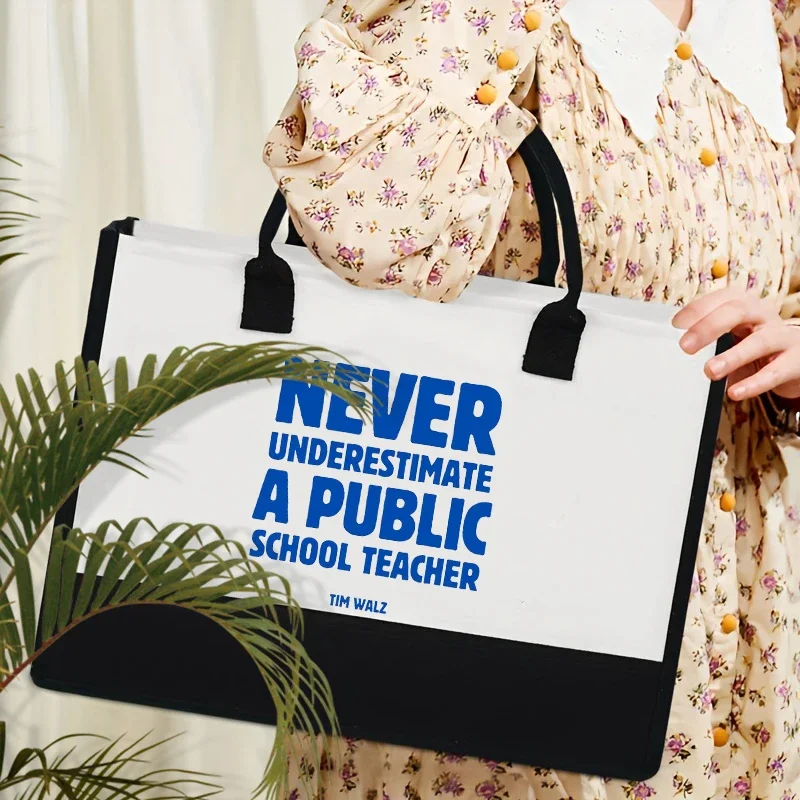 Never Underestimate A Public School Teacher Large Capacity Tote Bags Storage Shoulder Bag Organizer Travel Multi-purpose Handbag