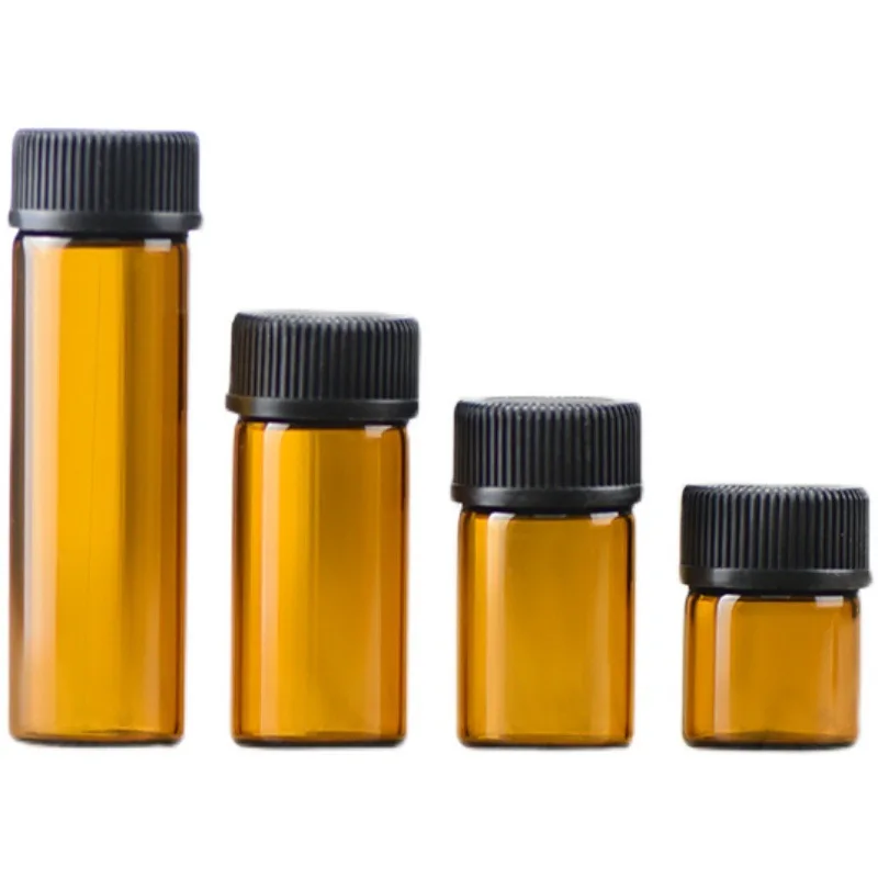 10PC Empty Amber Glass Essential Oil Bottle Laboratory Glass Perfume Bottle Oil Bottle Test Sample 1ML/2ML/ 3ML/ 5ML