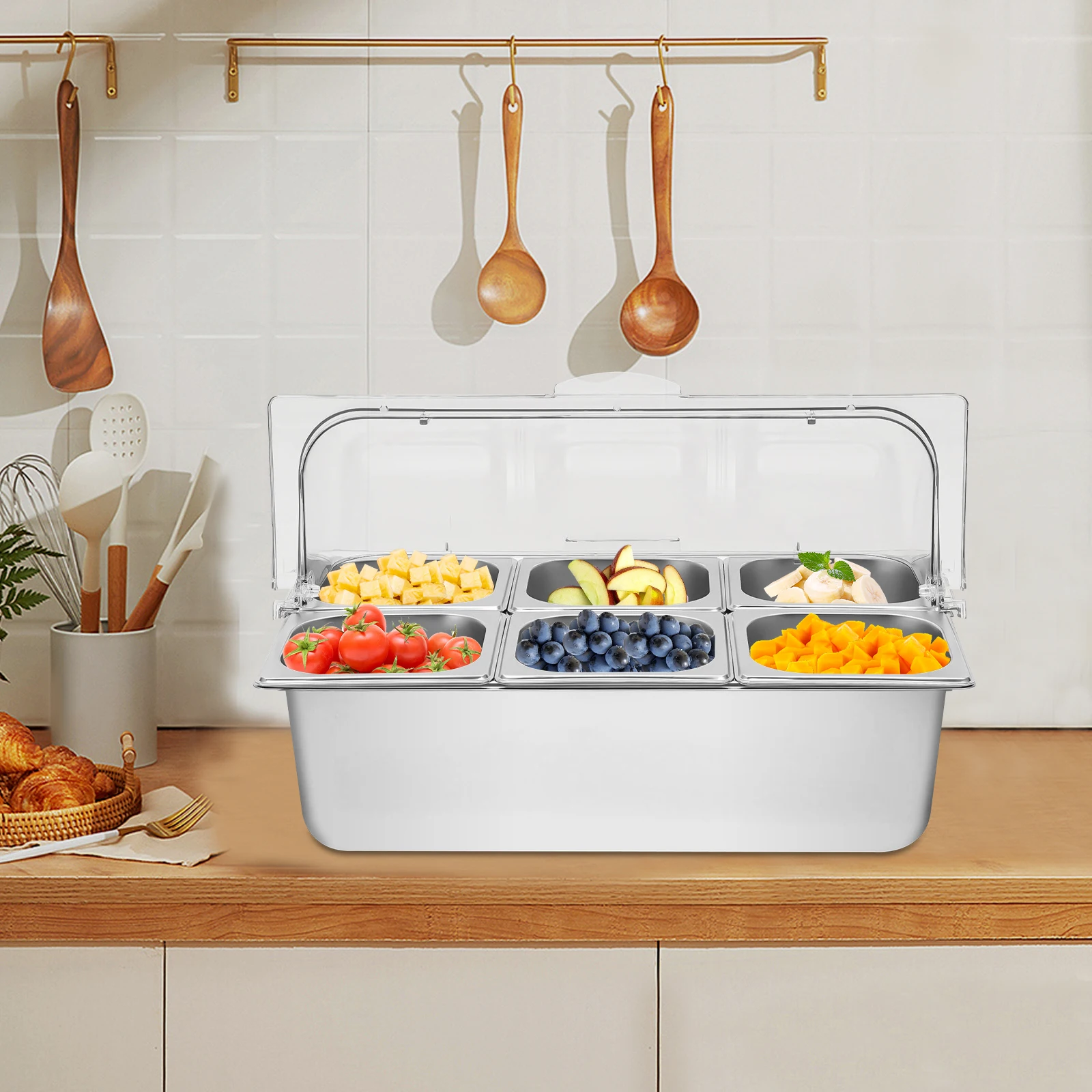 

Поднос для сервировки ледяного питания с формочками для еды и прозрачной верхней крышкой, шведский стол, холодная сервировка для морепродуктов, фруктов, вечеринки, шведского стола