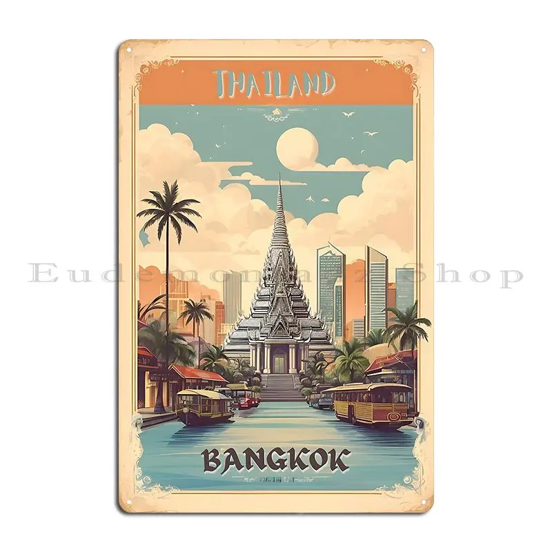 Vintage Bangkok Poster Exploring Thai Charm Metal Sign Mural Print Wall Decor Pub Designing Tin Sign Poster