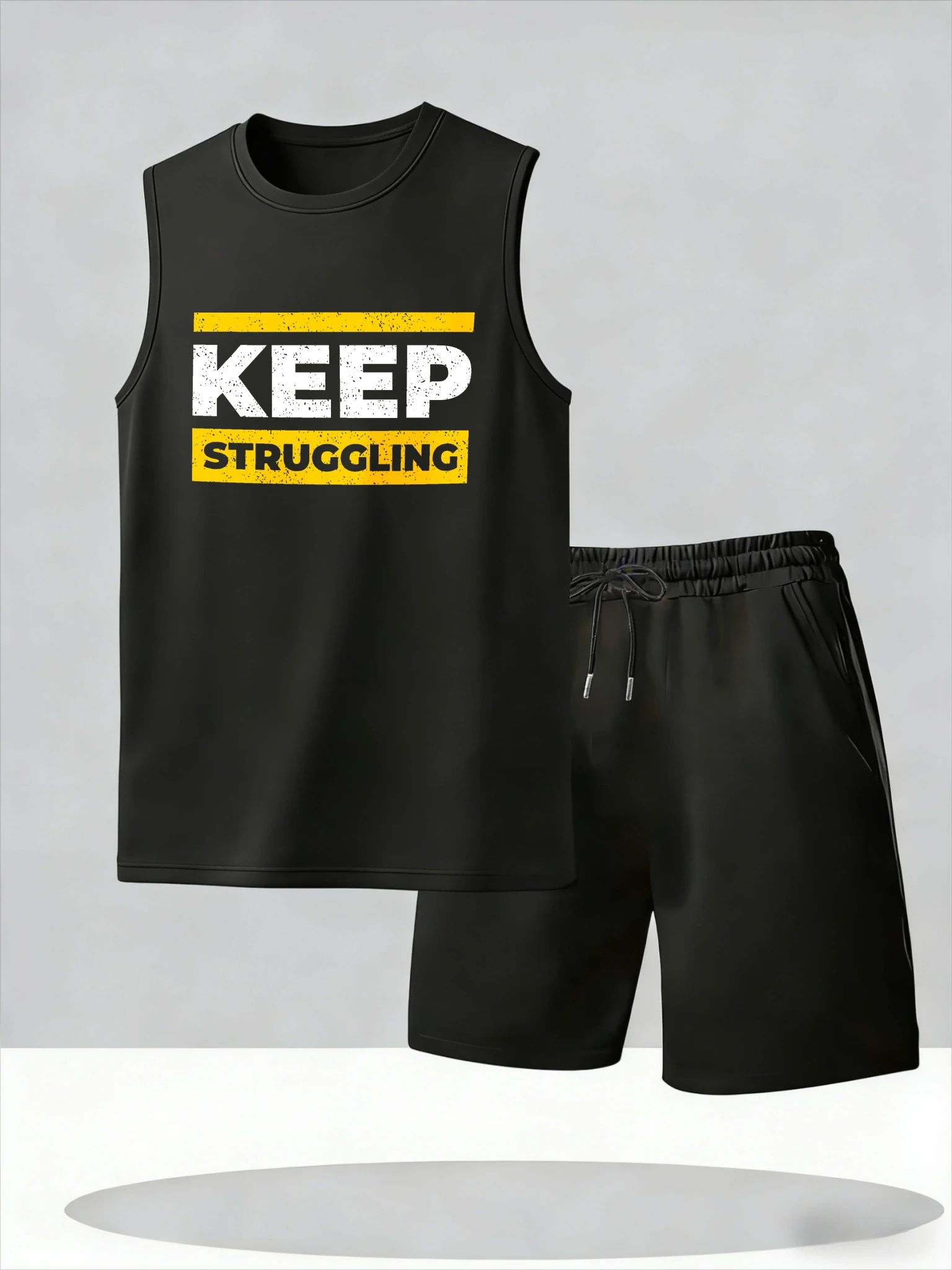 

Men's Tank Top Sets 2026 Summer Thin Quick Dry sports crewneck oversize jogging set beach seaside Breathable Y2k tracksuits