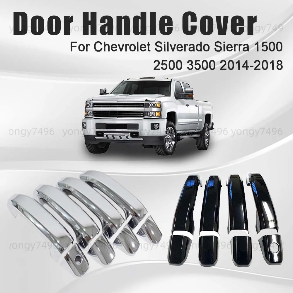 

Car Upgrade Chrome Silver Glossy Black Door Handle Cover For Chevrolet Silverado Sierra 1500 2500 3500 2014 2015 2016 2017 2018