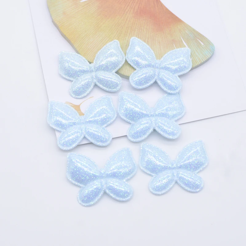 50Pcs 32*25mm Kawaii PU Leather Butterfly Applique for DIY Girl Headwear Hair Clips Decor Accessories Clothes Hat Sewing Patches