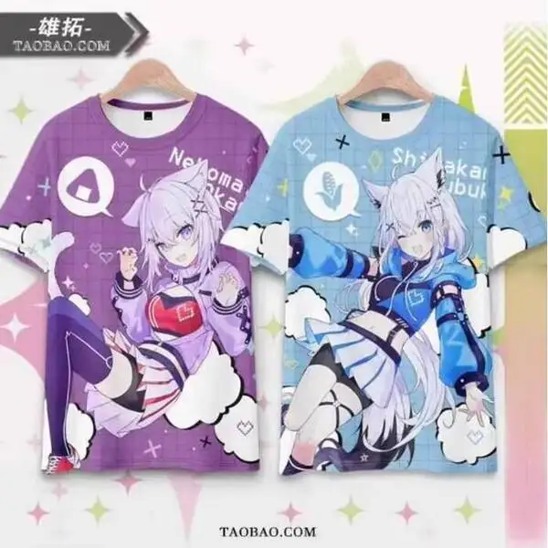 

Аниме Hololive Vtuber Shirakami Fubuki футболка с короткими рукавами летний косплей костюм повседневные студенческие свободные топы аниме