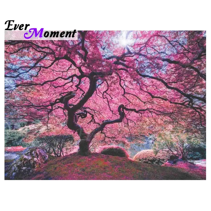 

Pink Tree Mosaic Full Square Round Drill Of Rhinestone Diamond Embroidery Home Decoration ASF1446