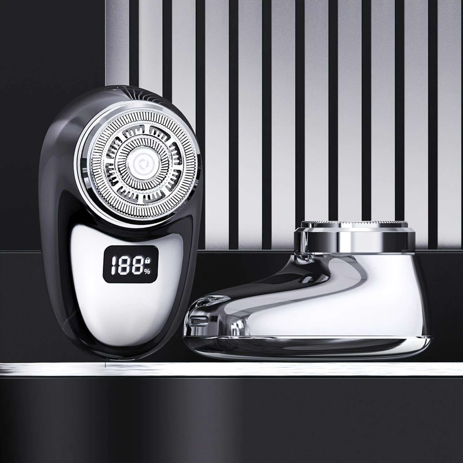 Rechargeable Wireless Shaver for Men - Wet Dry Beard Trimmer, Smooth Shaving, All Steel, Digital Display, IPX7 Waterproof