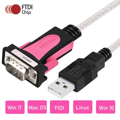 Cable FTDI USB a RS232 macho DB9, adaptador de puerto COM serie, Chip FTDI USB R232, cable convertidor Windows 11/10/ 8,1 8 7 Vista XP Mac