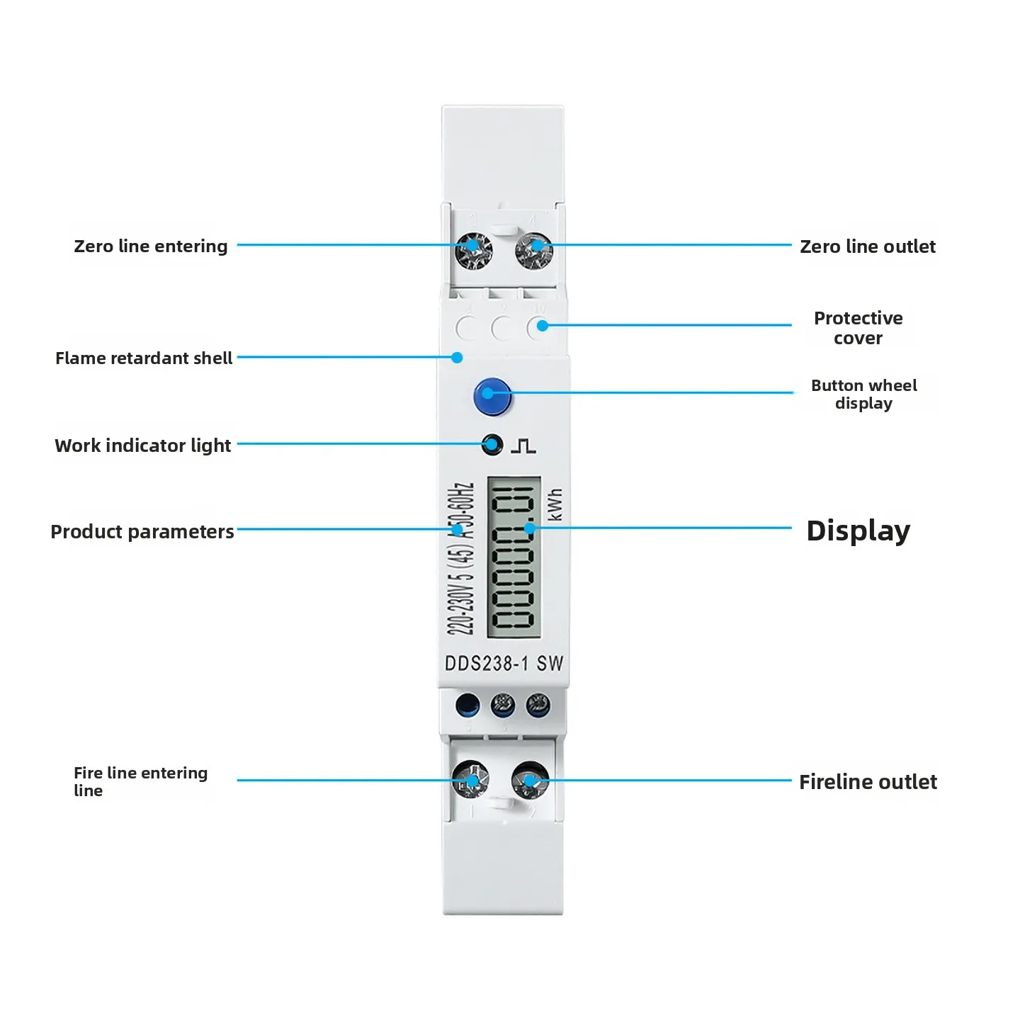 DDS238-1 Однофазный дисплей Фотоэлектрический двунаправленный измерительный электрический счетчик Многофункциональный счетчик экспортной энергии
