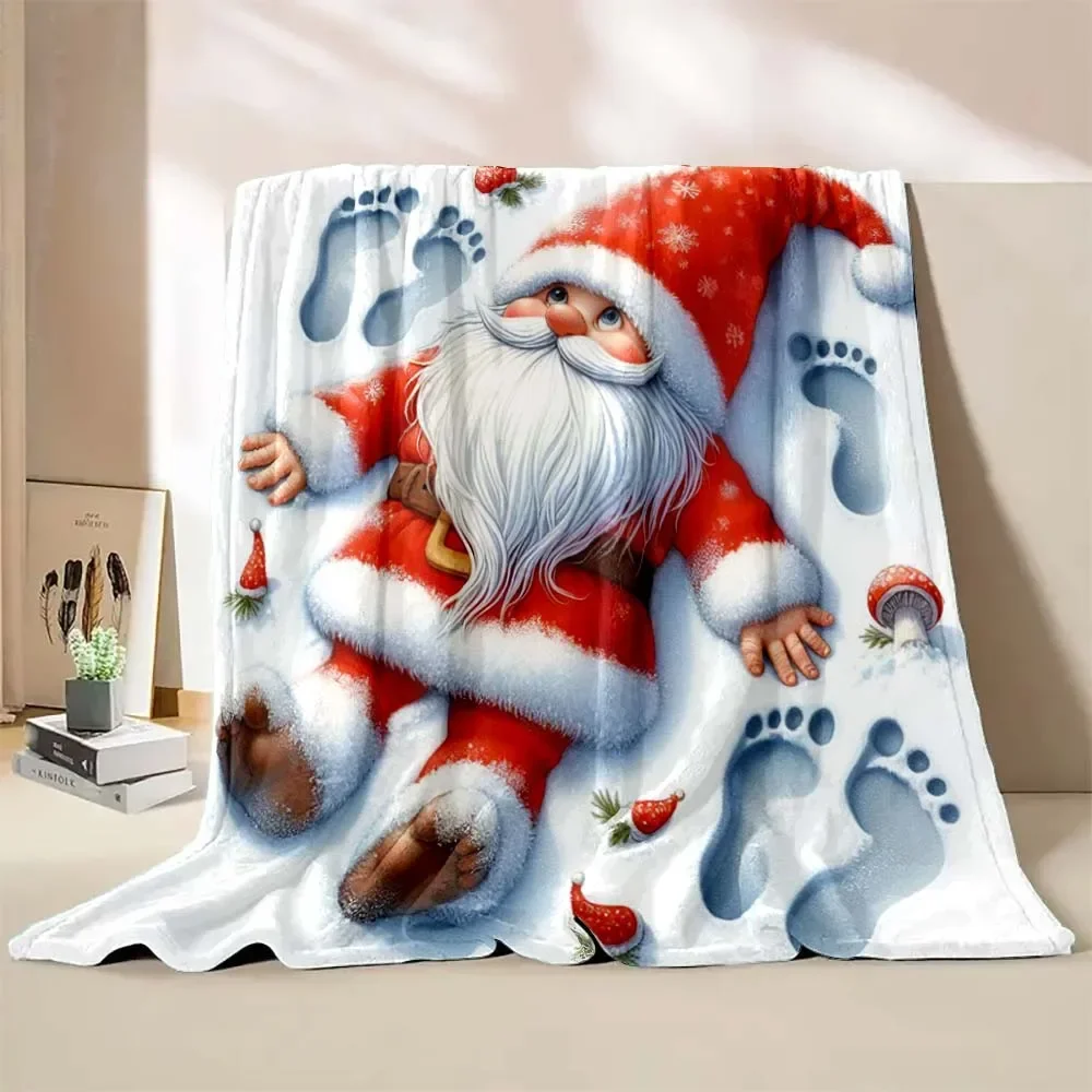 

Gnome Christmas Blanket Printed Blanket Bedroom Livingroom Bed Warm Soft Comfortable Air Conditioner Office Travel Thin