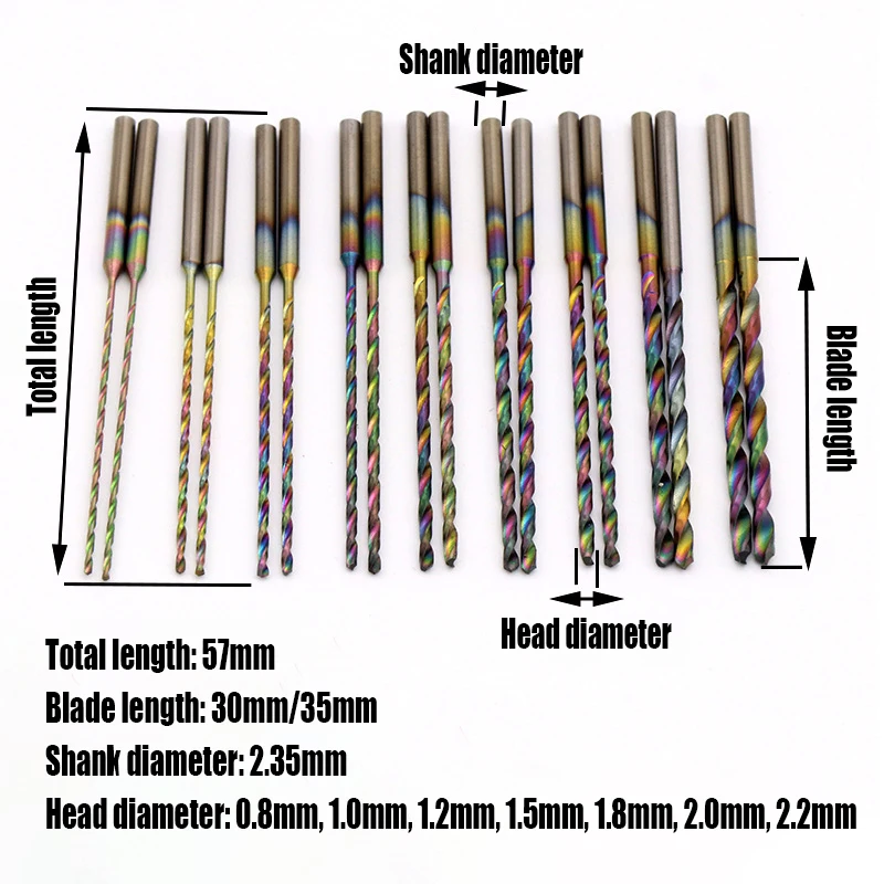 1/5/10PCS 0.8-2.2mm Trempé HSS Foret Hélicoïdal 2.35mm Tige Mini Foret Outil Rotatif Pour Trou D'ouverture En Métal/Bois/Plastique