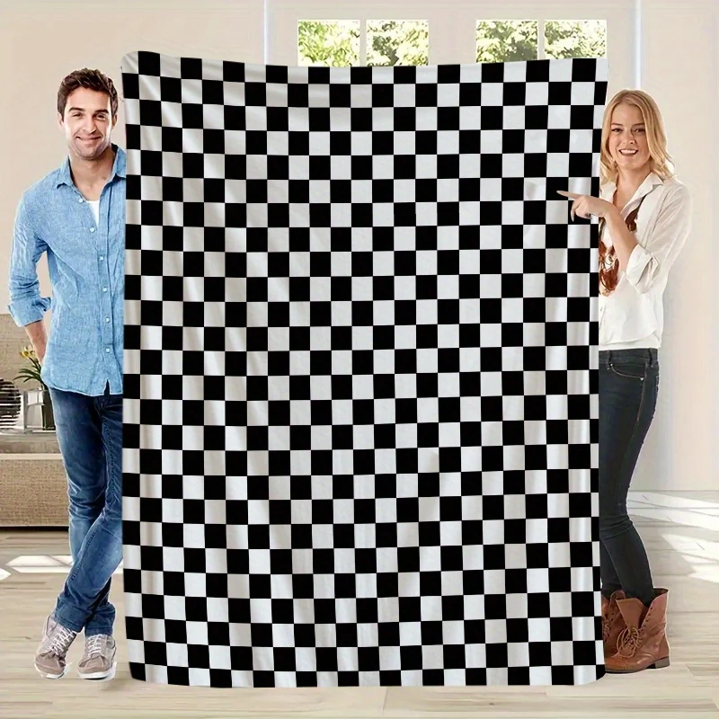 Classic Black White Checkerboard Throw Blanket,Soft Couch,Window Seat Layer,Birthday Anniversary Home Casual Favor