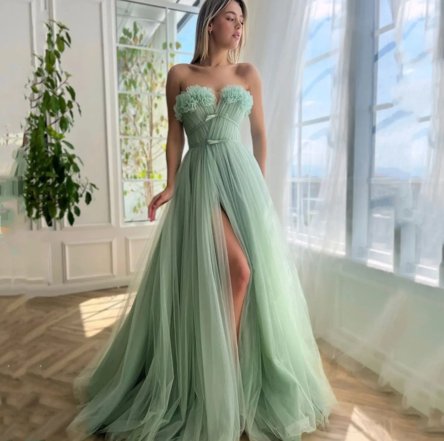 Lucy Evening Dress 3D Flower Decoration Line A Graduation Gown Robe Soiree De Luxe 2024 Dresses for Quinceanera Party Customized