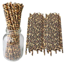 25-300 pezzi cannucce di carta leopardata 20cm cannucce per feste a tema Safari cannucce per feste di compleanno per animali per bambini forniture per bomboniere