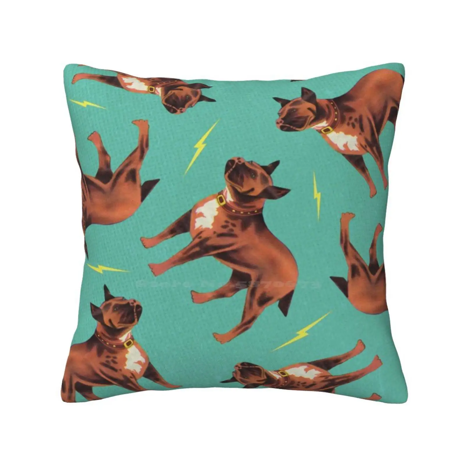 Dicky Bow-Bruno Funny Cute Decor Square Pillowcase Vintage Dogs Retro Blue Thunder Animals Pattern Funky Bulldog Crazy Bruno