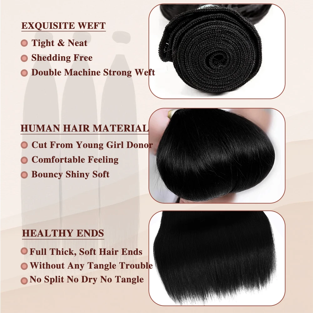 Straight Bundles Human Hair 10-26 Inch Hair Weave Bundles 100% Human Hair Extensions Natural Black Raw Hair Bundles 100G/Pcs - Image 3