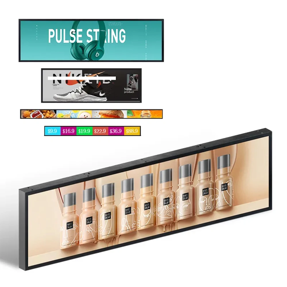 

Multi Size 23.1 19 35 Inch Lcd Digital Shelf Edge Strip Screen Display Stretched Bar Lcd Advertising Display For Retail Store