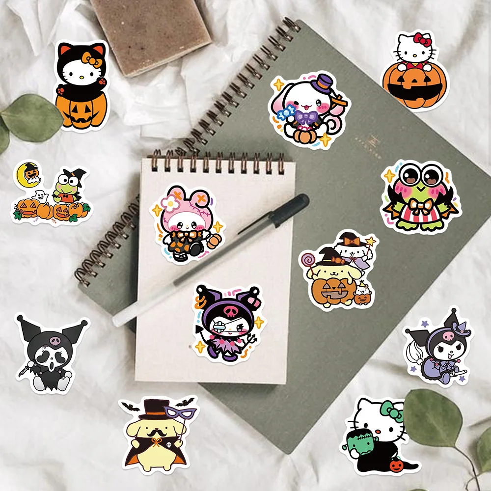 10/30/52PCS Halloween Q Versie Leuke Sanrio Stickers Kawaii Graffiti Decoratie Gitaar Laptop Koffer Waterdichte sticker Kinderen Speelgoed