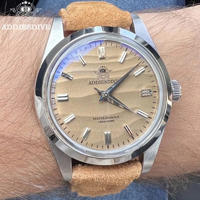 

ADDIESDIVE 36 мм часы для мужчин reloj hombre 316L нержавеющая сталь пузырь зеркало горшок крышка стекло 100 м водонепроницаемые кварцевые наручные часы