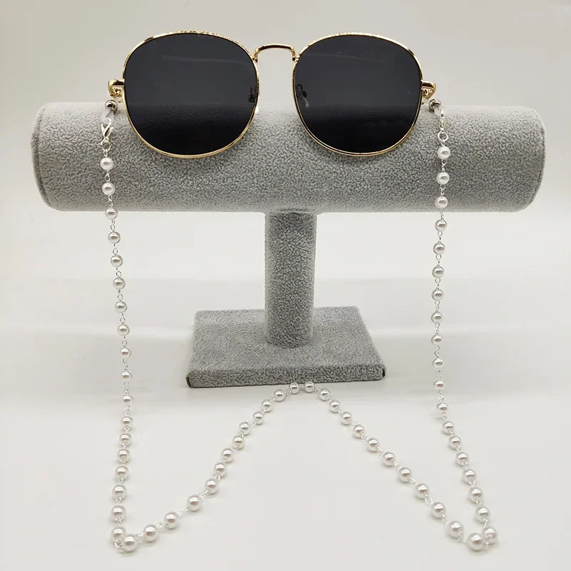 Eyeglasses Chain Imitation Pearl Bead Chain Silver Gold Color Plated Metal Chain Silicone Loops Sunglasses Accessory Women Gift