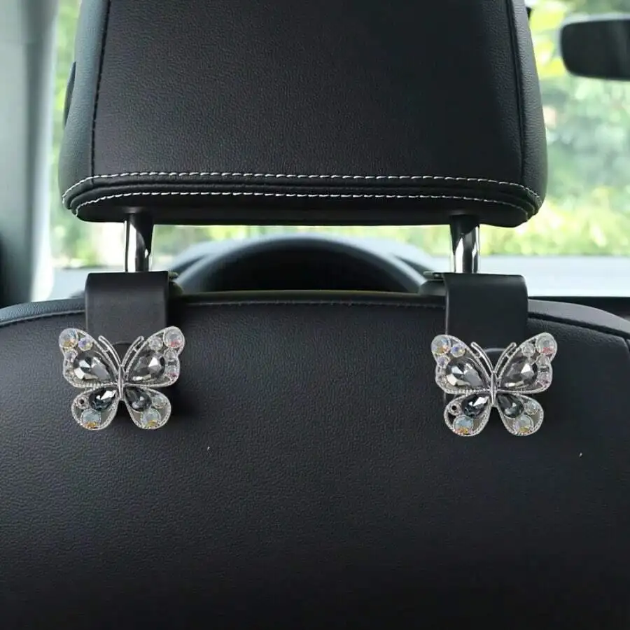 2pcs Butterfly Design Car Seat Hooks, Multifunctional Small Hanging Hooks For Car Interior, Cute Butterfly