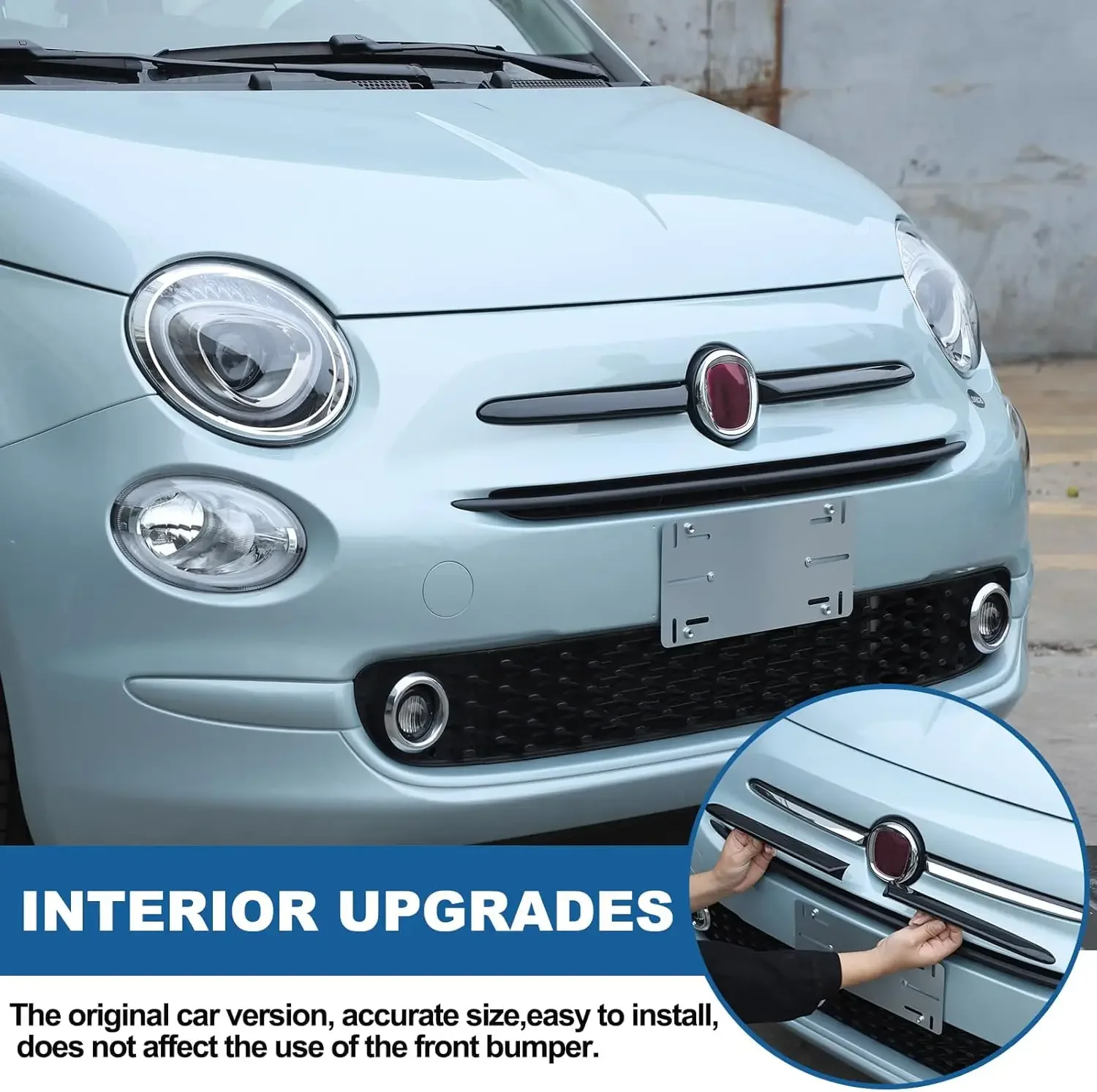 2PCS ABS Car Front Badge Emblem Side Trim Strip For Fiat 500 2016-25 Front Bumper Side Angle Decorative Cover Strip Accessories