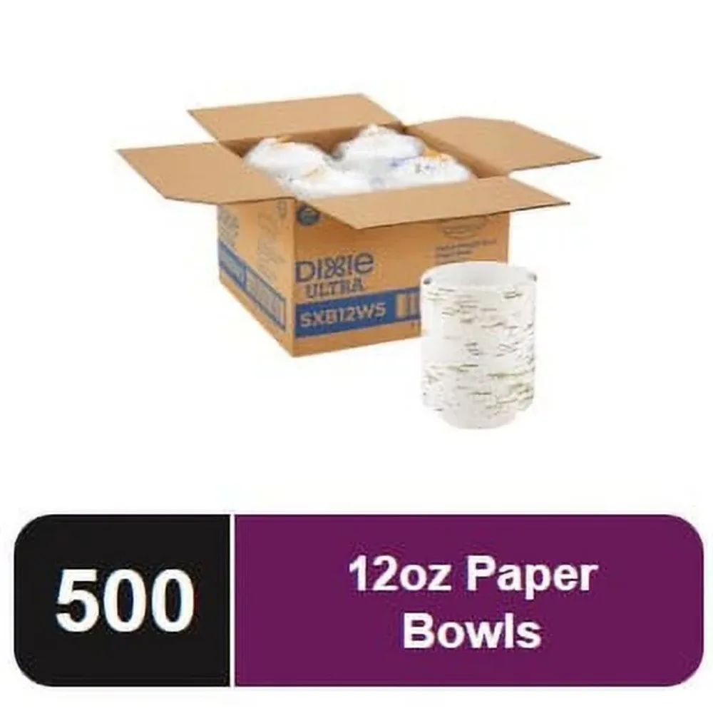 2024 HOT Ultra Heavy-Weight 12 oz. Paper Bowl, SXB12WS, 4 Packs of 125 Bowls (total 500 ct)