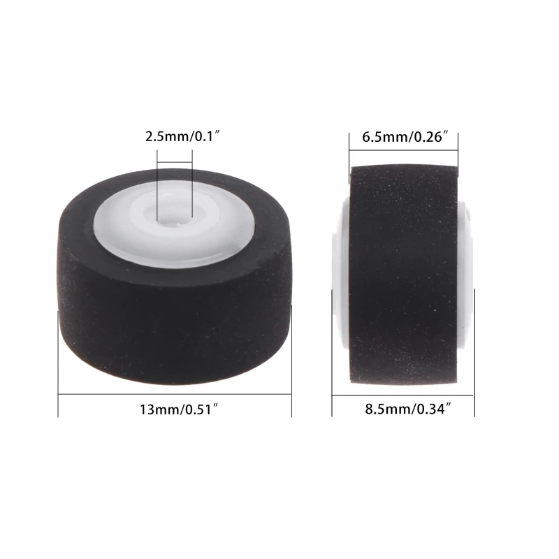 5Pcs Wheel Belt Pulley Rubber Pressure Recorder Cassette Deck Pinch Roller Tape Stereo Player 13x8.5x2.5mm Pinch Roller