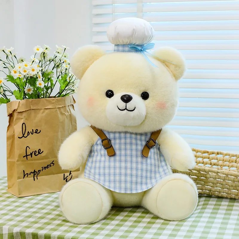 Lindo mono Kawaii Chef oso de peluche muñeco de peluche oso de peluche regalo de cumpleaños para niños al por mayor Adorable muñeco relleno suave