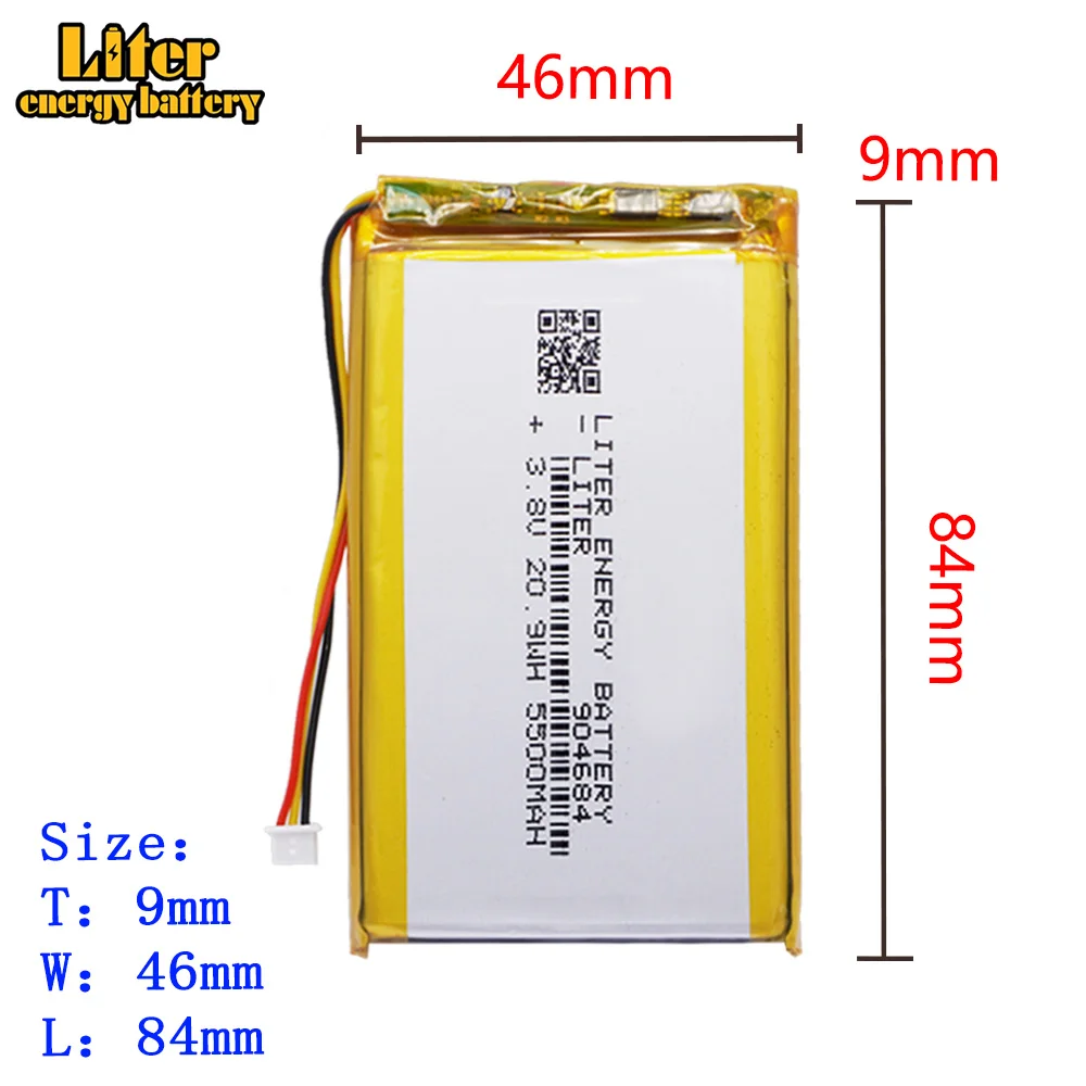 904684 5500mah 3.8V rechargeable li-polymer battery for GPS PDA Recreational machines RG406V Game console