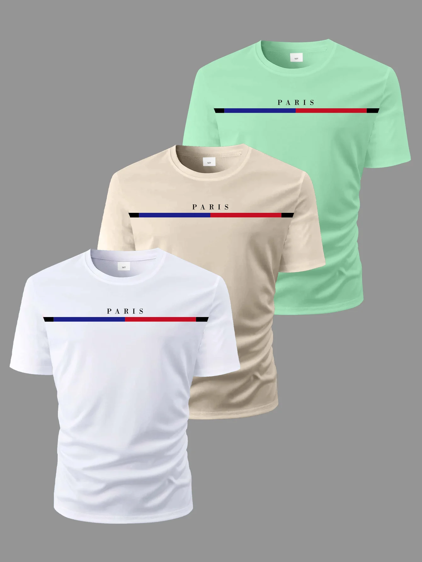 Teen Boys Three-Piece Set Short Sleeve T-Shirt Outfit Fashionable Comfortable Versatile for Casual Outdoor Wear