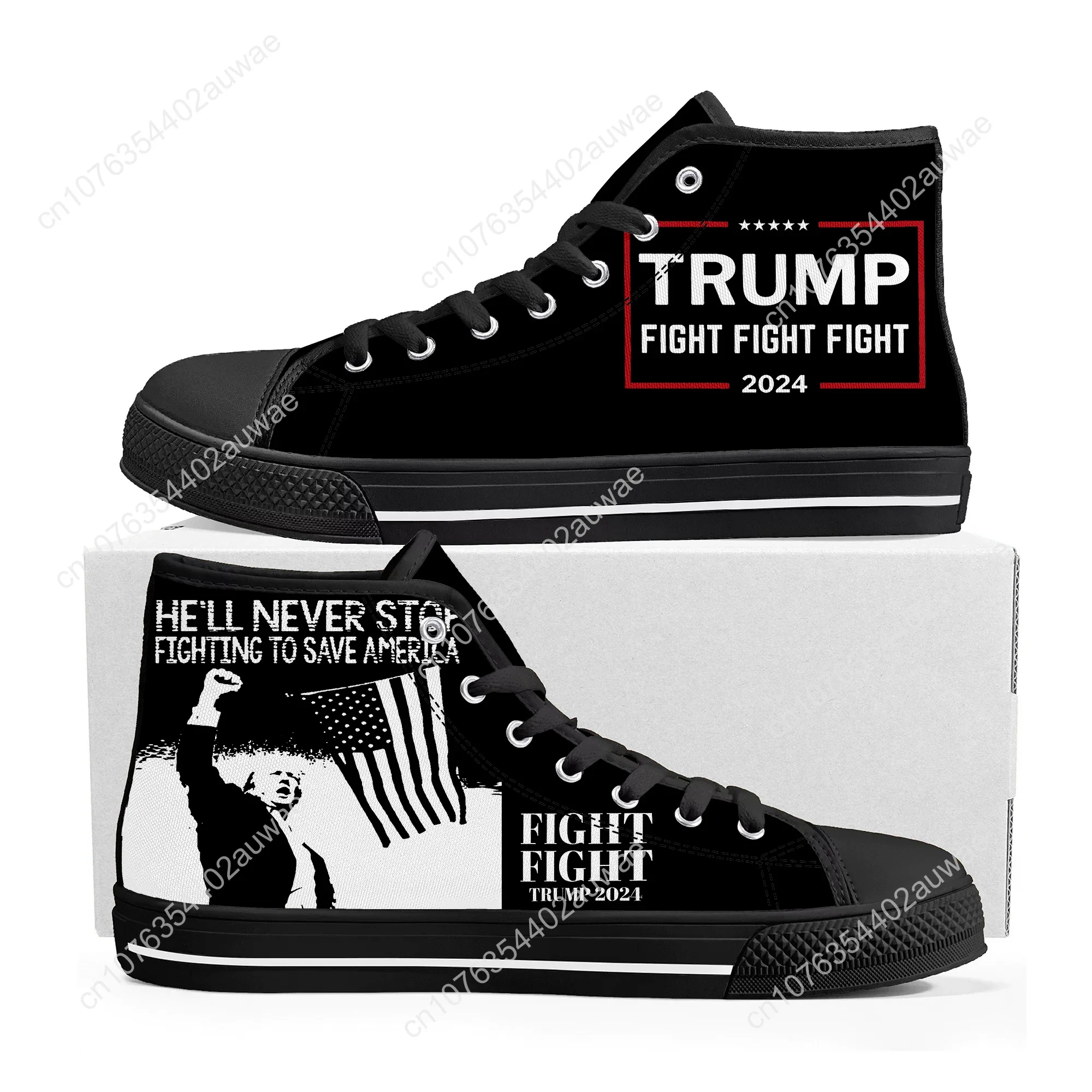 Donald Trump Fight 2024 Make America GREAT AGAIN High Top Sneakers Mens Womens Teenager Canvas Sneaker Casual Customize Shoe