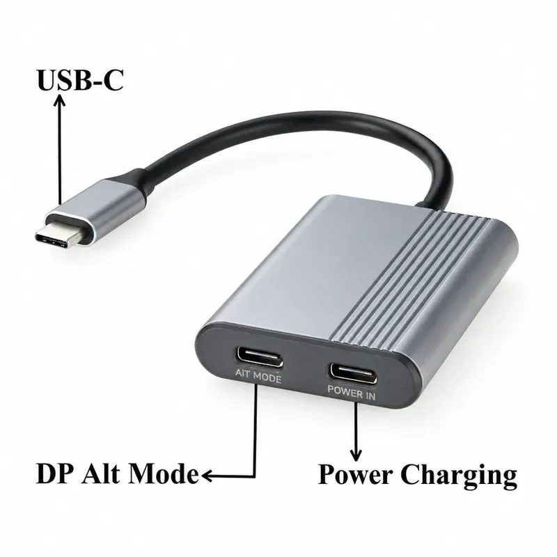 AR Smart Glasses USB C Hub, 2-Port USB-C Hub with DP Alt Mode Video Output 4K@60Hz, 100W PD Fast Charging for Switch, Steam