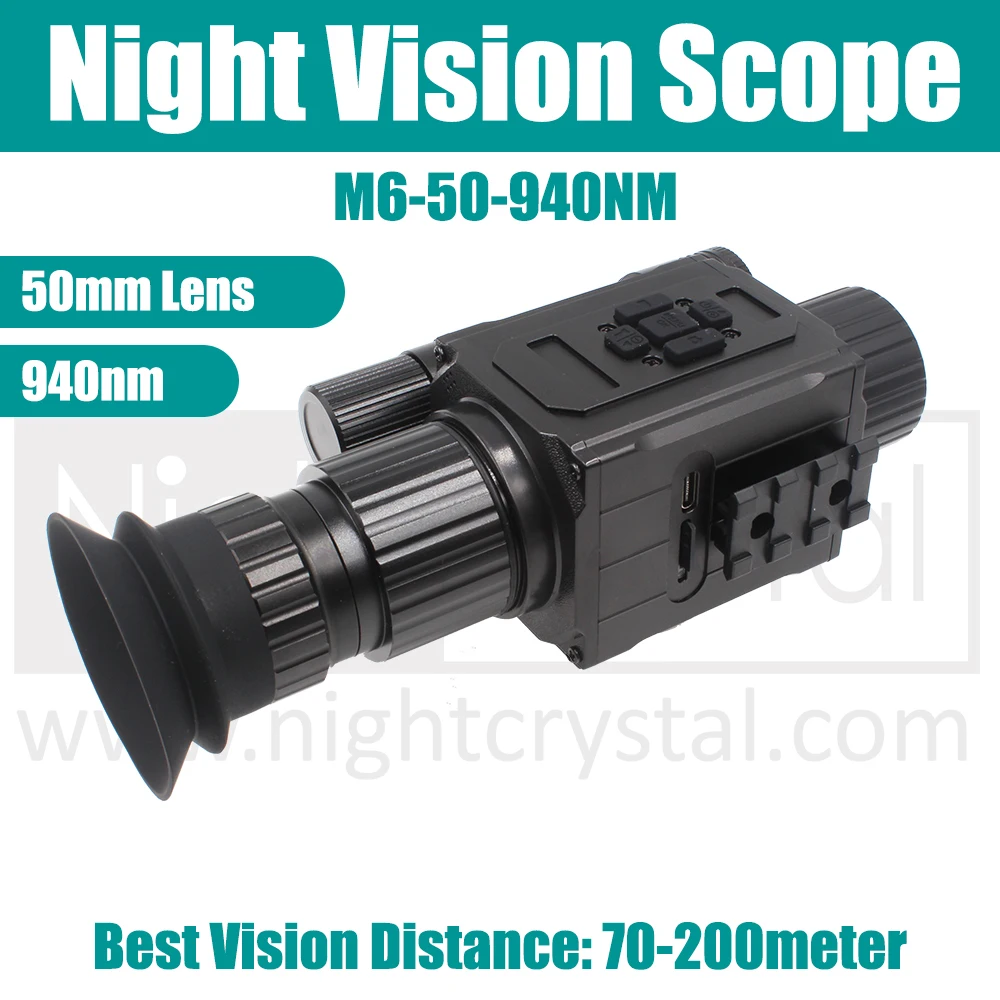 Visor Nocturno NightCrystal M6 Megaorei NK008 Plus para Caza, Monocular Infrarrojo, Cámara Táctica para Caza, Camping y Senderismo