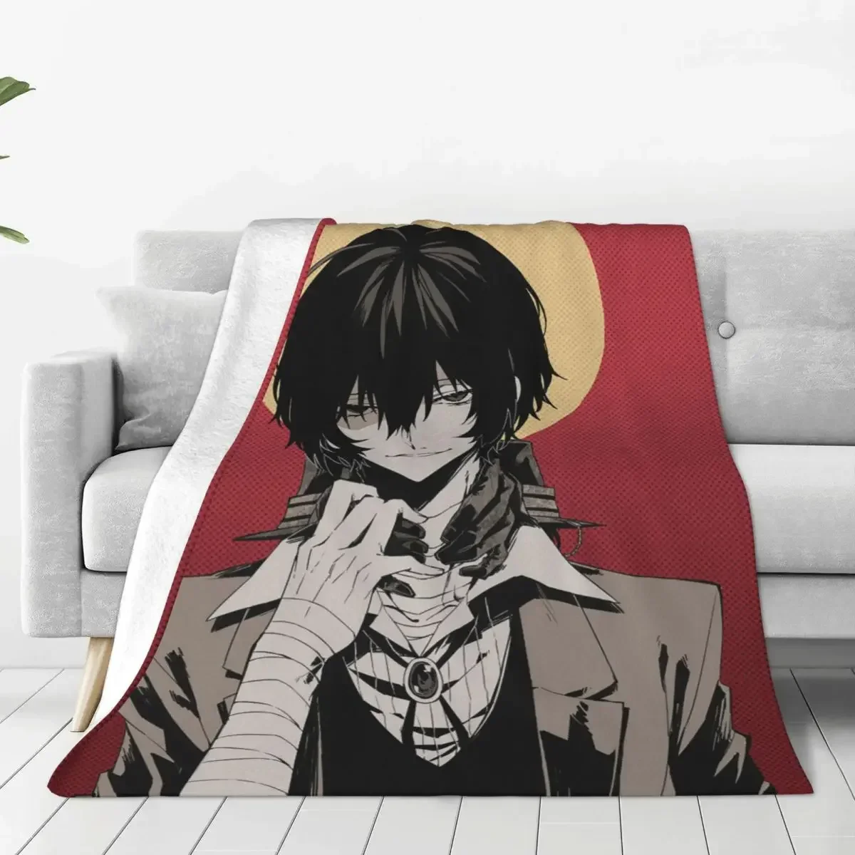 Ryuunosuke Akutagawa Knitted Blanket Flannel Bungou Stray Dogs Anime Super Warm Throw Blanket for Bedding Couch Bedroom Quilt