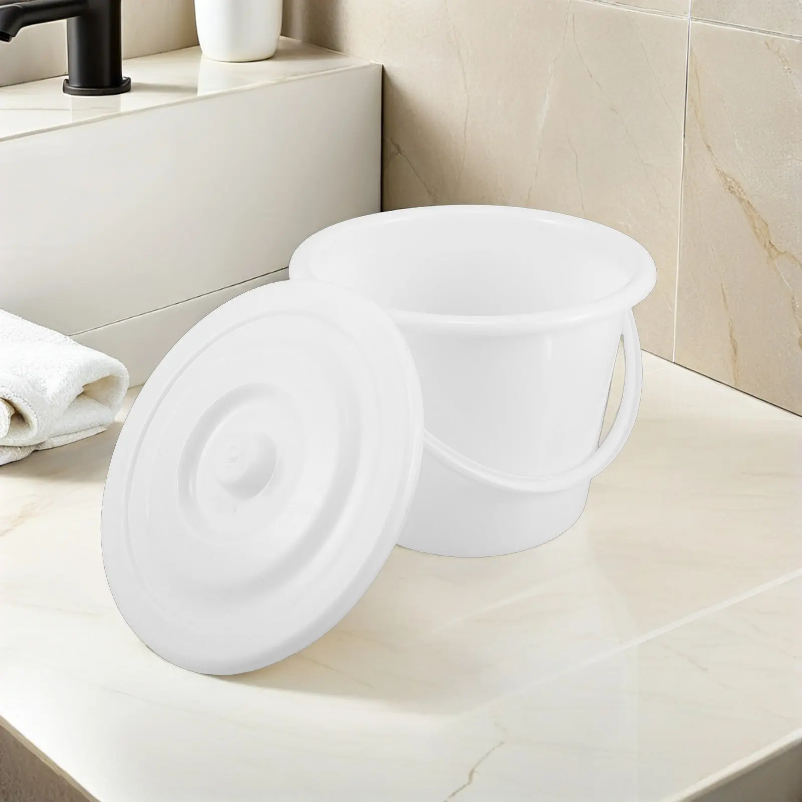 3000Ml Commode Bucket Bedside Urinal Container Leakproof Lid Handle Scale Plastic Chamber Pot Hospital Home Senior Use
