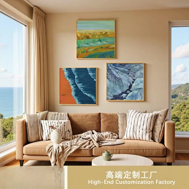 Original hand-painted texture landscape living room decoration painting simple modern style abstract high-end atmosphere