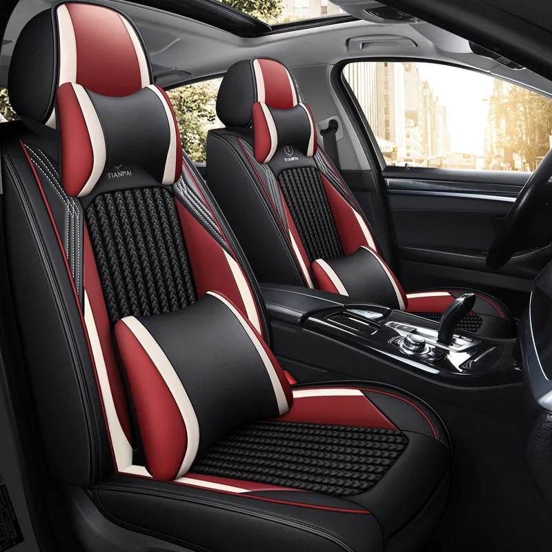 In Stock Ice Silk Car Seat Covers Full Surround Universal Single Double Seat Cushion Set All Season Five Seater Automotive Mat