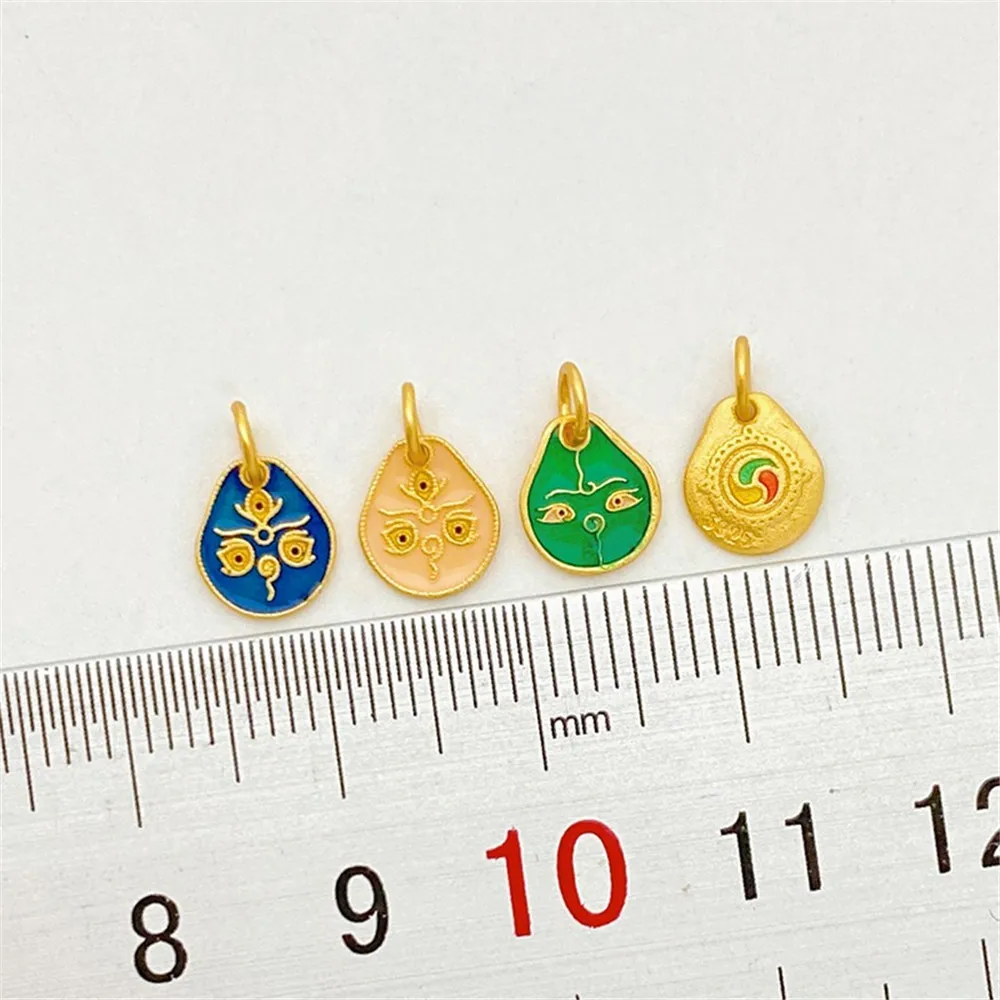 S925 Silver Plated Gold Burned Blue Five-color Wealth God Pendant DIY Hand Chain Necklace Jewelry Material Accessories