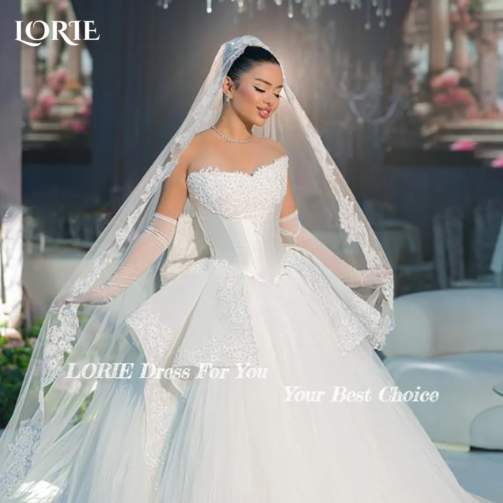 LORIE Boho الباروك التطريز فستان الزفاف الكرة حمالة الترتر الحبيب عارية الذراعين فستان عروس سويب تيل زي العرائس حسب الطلب #2