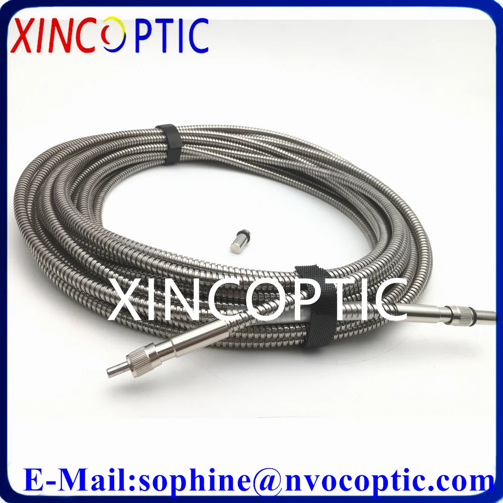 2Pcs SMA Round to SMA-R,7 Individualx400µm Core Fibers,Low-OH,0.22NA,400-2400 NIR,15M,Armored Metallic Coverage Patch Cord Cable