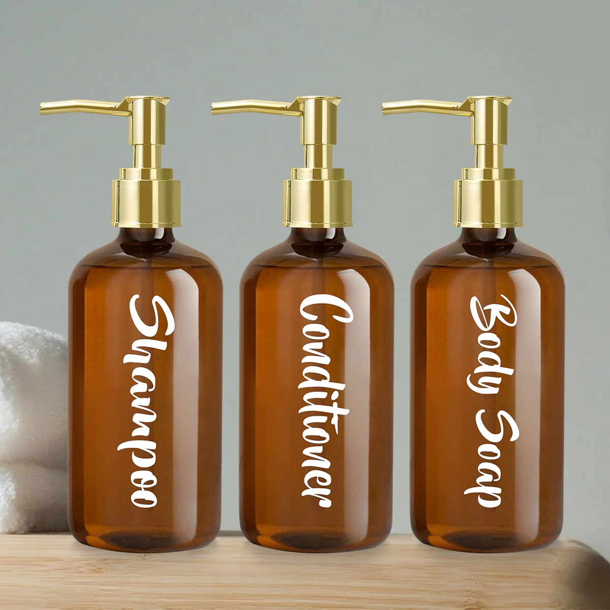 3-teiliger Shampoo- und Spülungsspender, Duschseifenflaschen mit Pumpe, nachfüllbarer Shampoo-Conditioner, Körperwaschspender