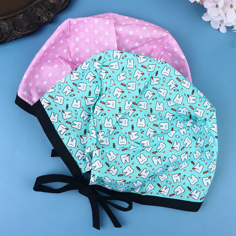 หมวกสครับสำหรับทันตแพทย์แบบยูนิเซ็กซ์ ลายการ์ตูนแพทย์ ห้องผ่าตัด หมวกพยาบาล หมวกสครับสำหรับห้องปฏิบัติการ โรงพยาบาลสัตว์ หมวกผ่าตัด