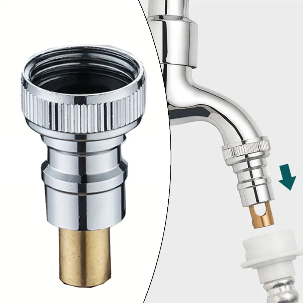 Brass Faucet Adapter Washing Machine Snap-on Automatic Water Stop Faucet Nozzle Connector Fits All Standard 1/2