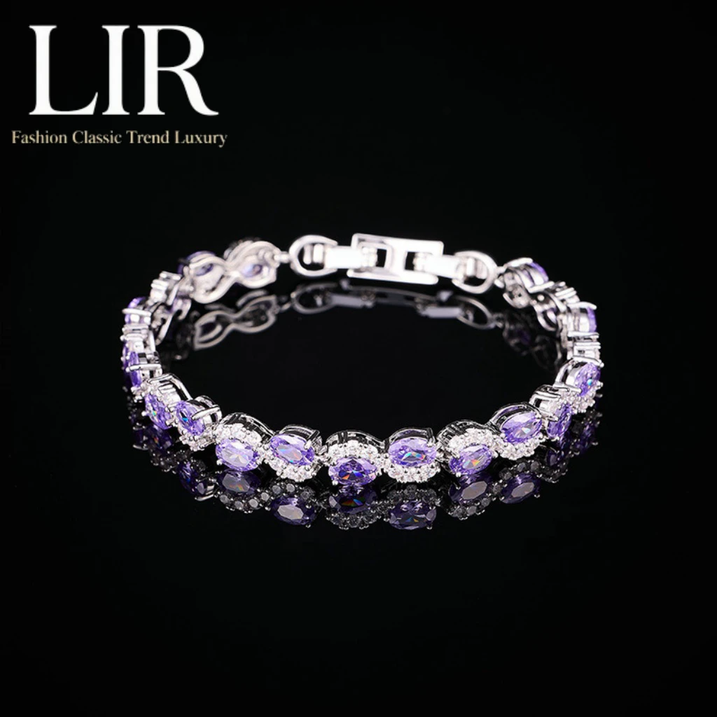 

Роскошный многоцветный браслет LIR: изысканная инкрустация кристаллами циркона, минималистская мода, модные женские украшения