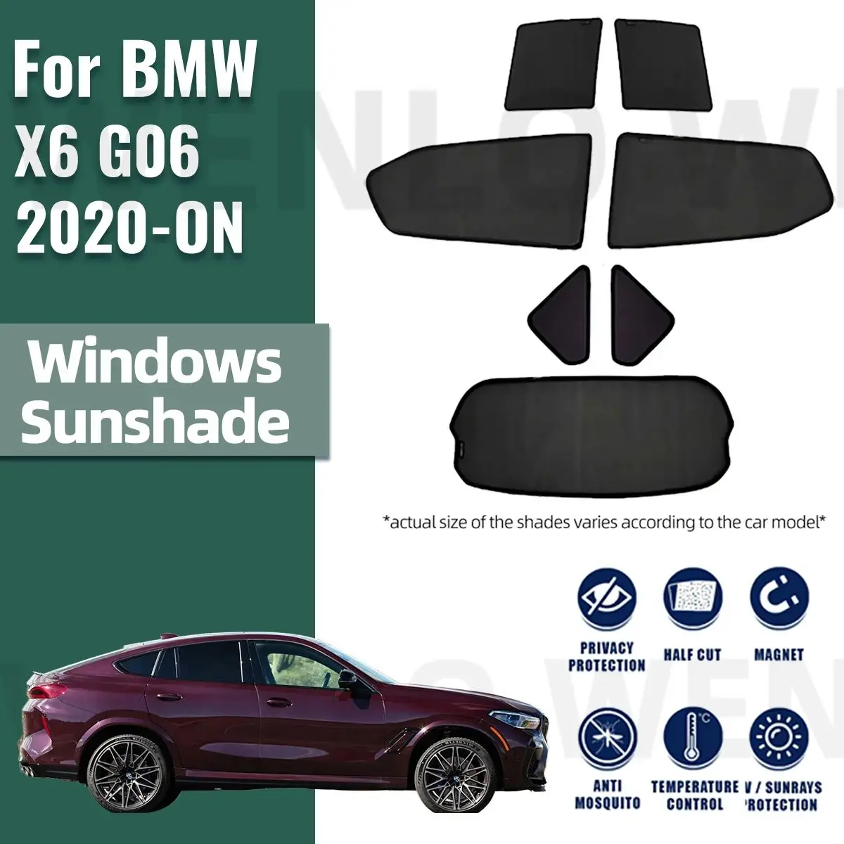 

For BMW X6 G06 2020 2021 2022 2023 2024 Car Sunshade Visor Front Windshield Frame Curtain Rear Side Baby Window Sun Shade Shield