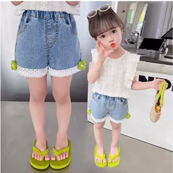 Girl Jeans Summer New Korean Version of Children's Embroidered Denim Shorts Versatile Casual Hot Pants