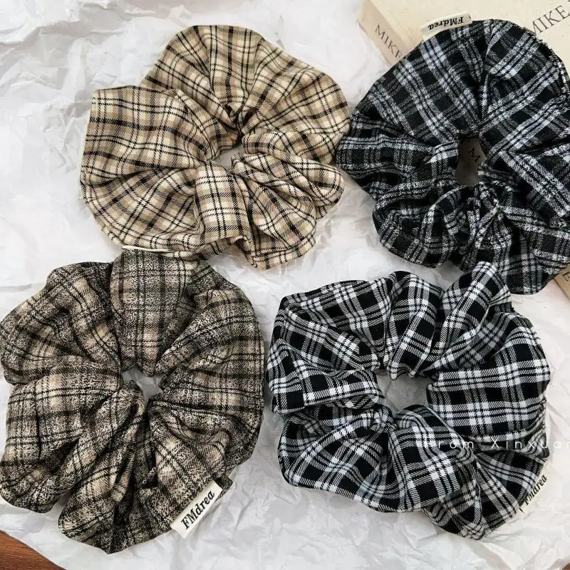 

British Style Retro Plaid Scrunchies Women Girls Elastic Hair Bands Accessories Tie Hair Ring Rope Headdress Headwear Ornament