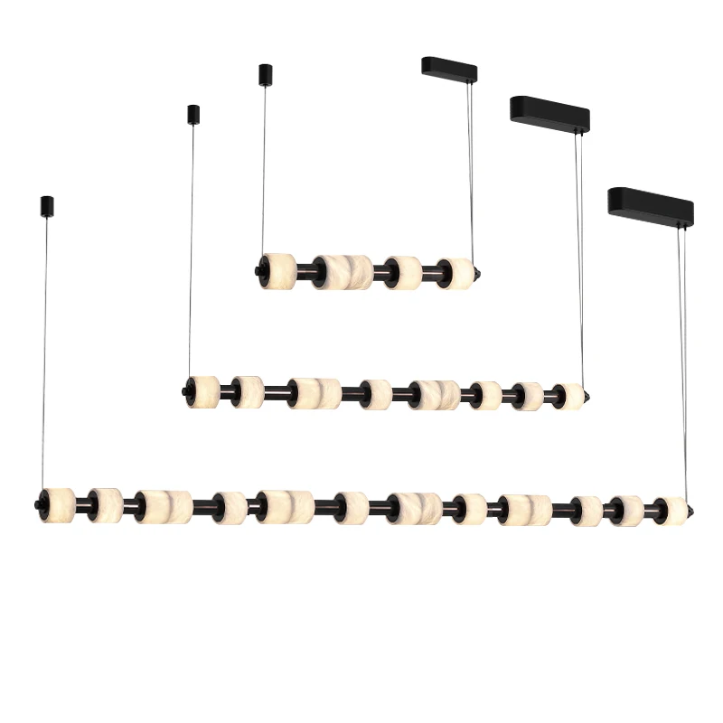 Suspension Luminaire Led Natural Marble Series Pendant Light Long, over Dining Table Alabaster Hanglamp Black Lampen Lustres